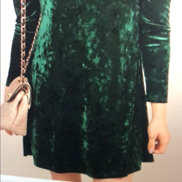 NWT! Boutique Pine Green Velvet Dress. - Picture 3 of 3